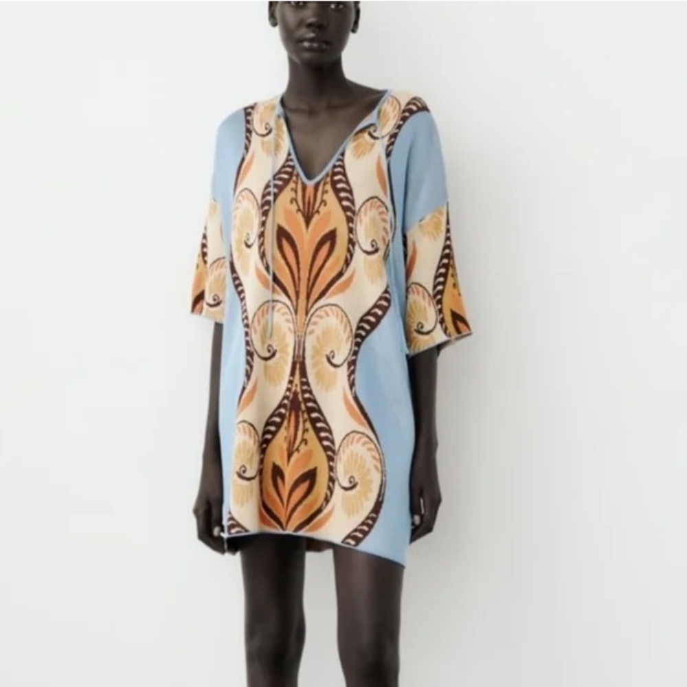 Zara Textured Knit Tunic Dress/Top